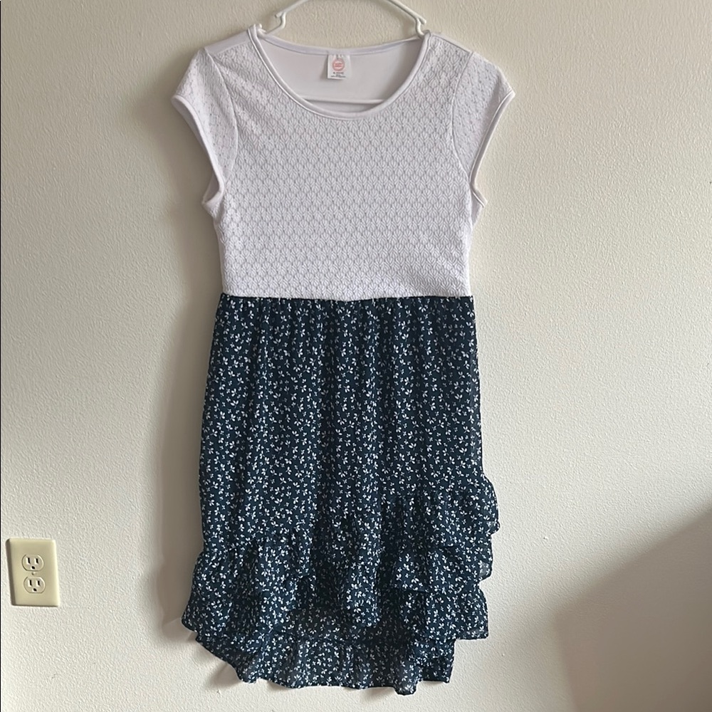 Wonder Nation Floral White and Blue Lace Tiered Sundress ..XL (14-16)Plus Midi